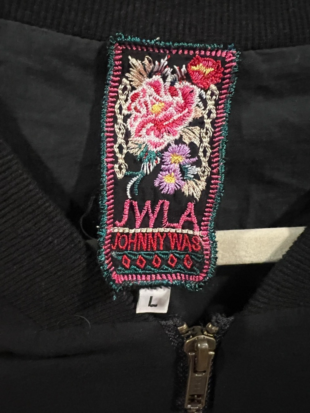 Johnny Was Embroidered Floral Bomber Jacket - Black - Picture 2 of 2